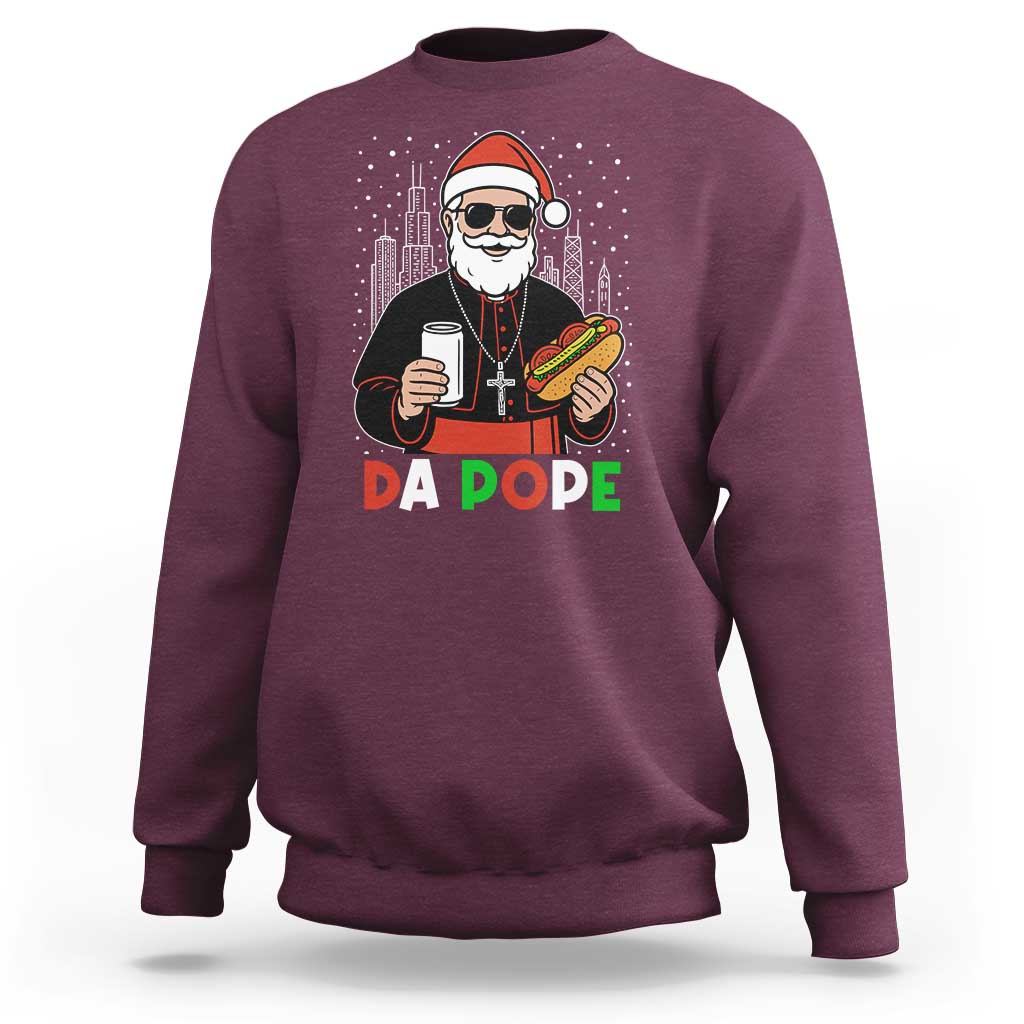 Pope Leo XIV Christmas Sweatshirt Cardinal Robert Prevost Santa Chicago - Wonder Print Shop