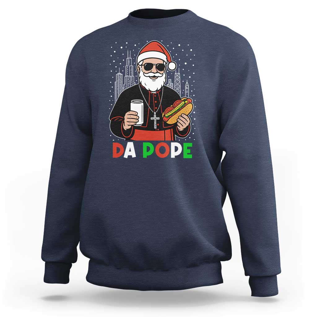 Pope Leo XIV Christmas Sweatshirt Cardinal Robert Prevost Santa Chicago - Wonder Print Shop