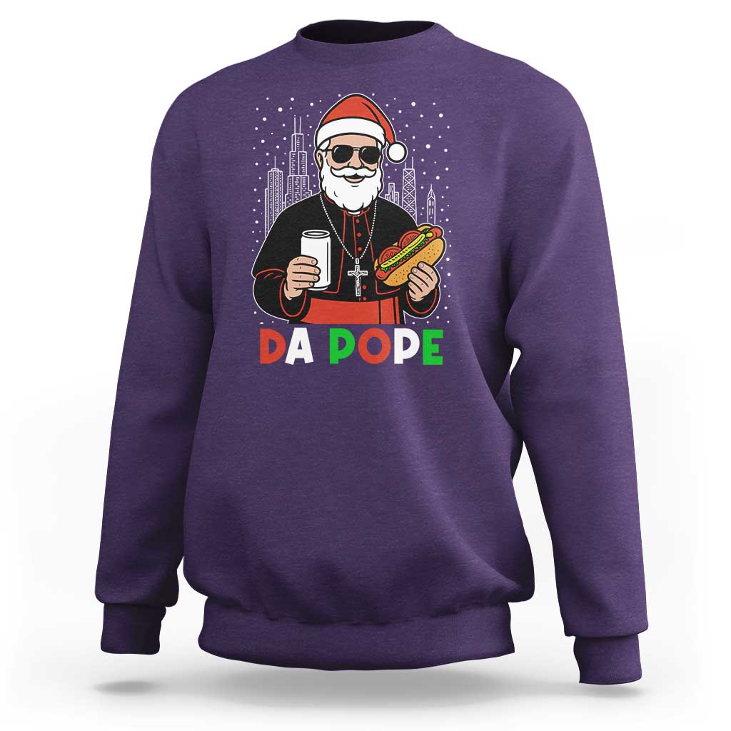 Pope Leo XIV Christmas Sweatshirt Cardinal Robert Prevost Santa Chicago - Wonder Print Shop