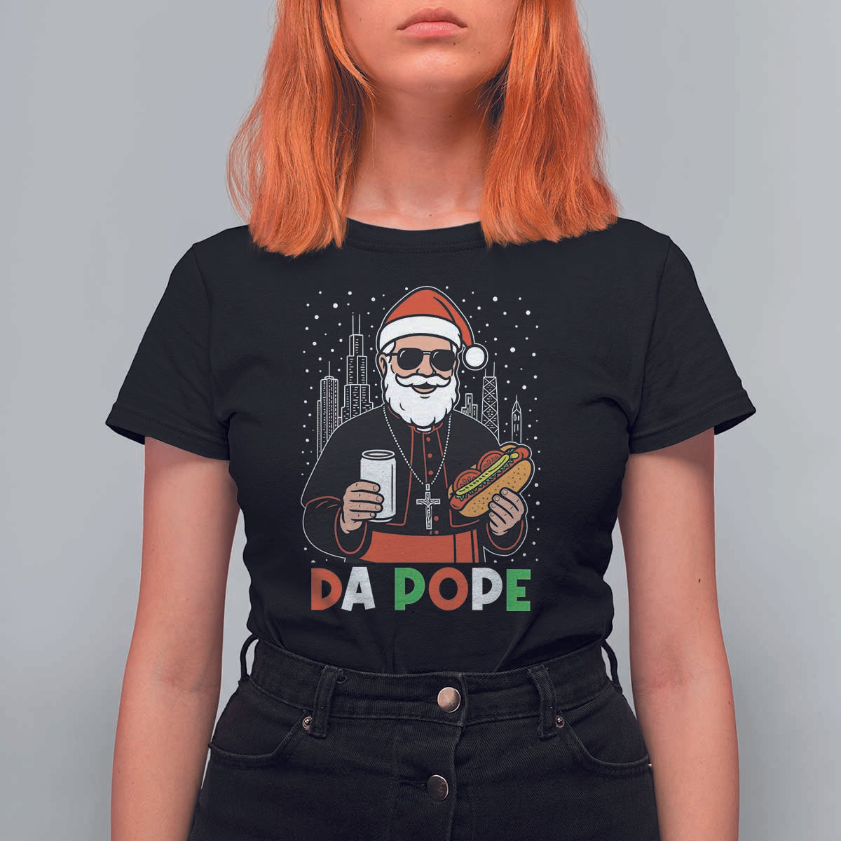 Pope Leo XIV Christmas T Shirt For Women Cardinal Robert Prevost Santa Chicago - Wonder Print Shop
