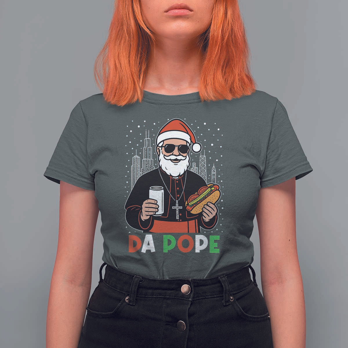 Pope Leo XIV Christmas T Shirt For Women Cardinal Robert Prevost Santa Chicago - Wonder Print Shop