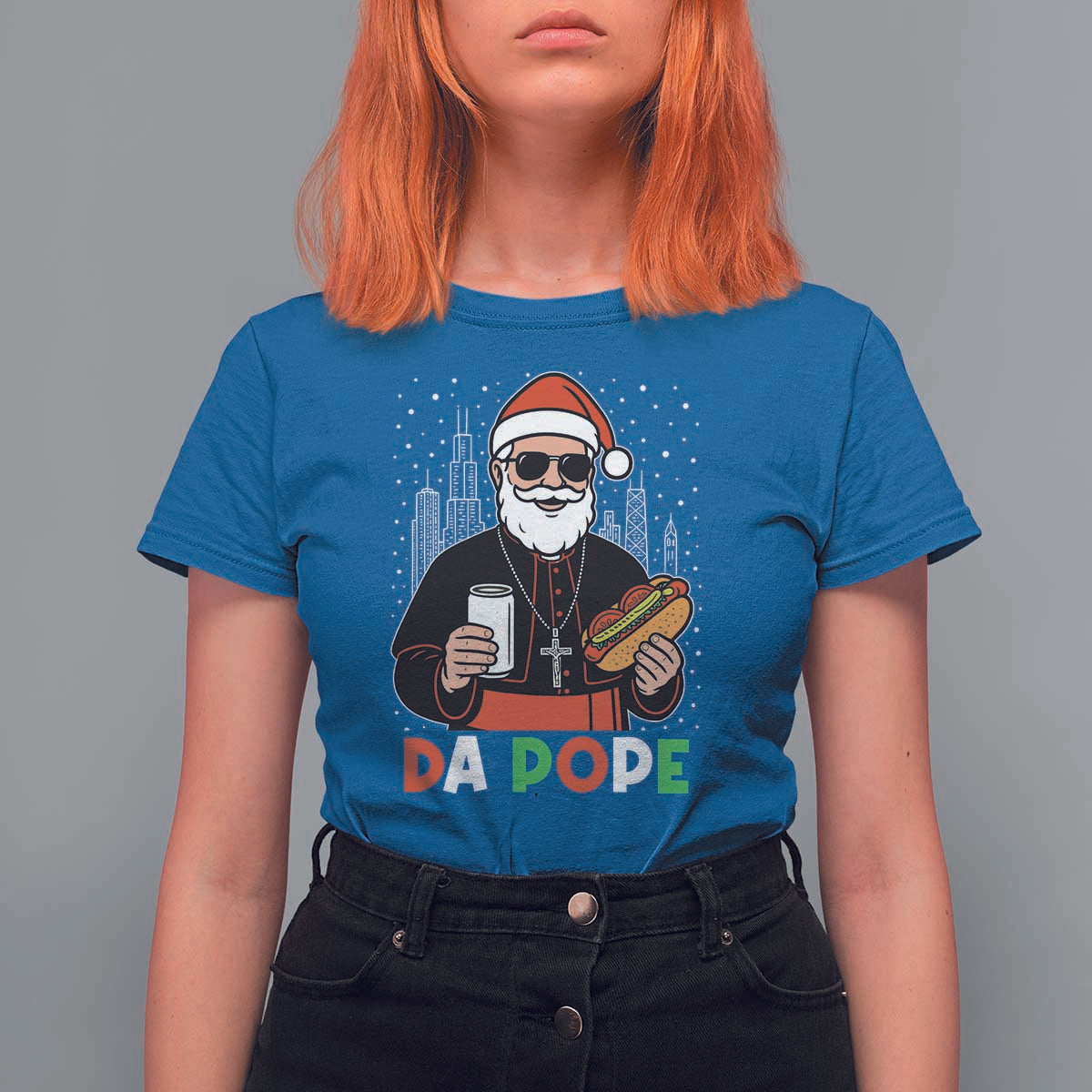 Pope Leo XIV Christmas T Shirt For Women Cardinal Robert Prevost Santa Chicago - Wonder Print Shop