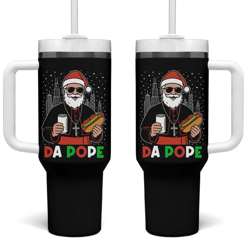 Pope Leo XIV Christmas Tumbler With Handle Cardinal Robert Prevost Santa Chicago - Wonder Print Shop