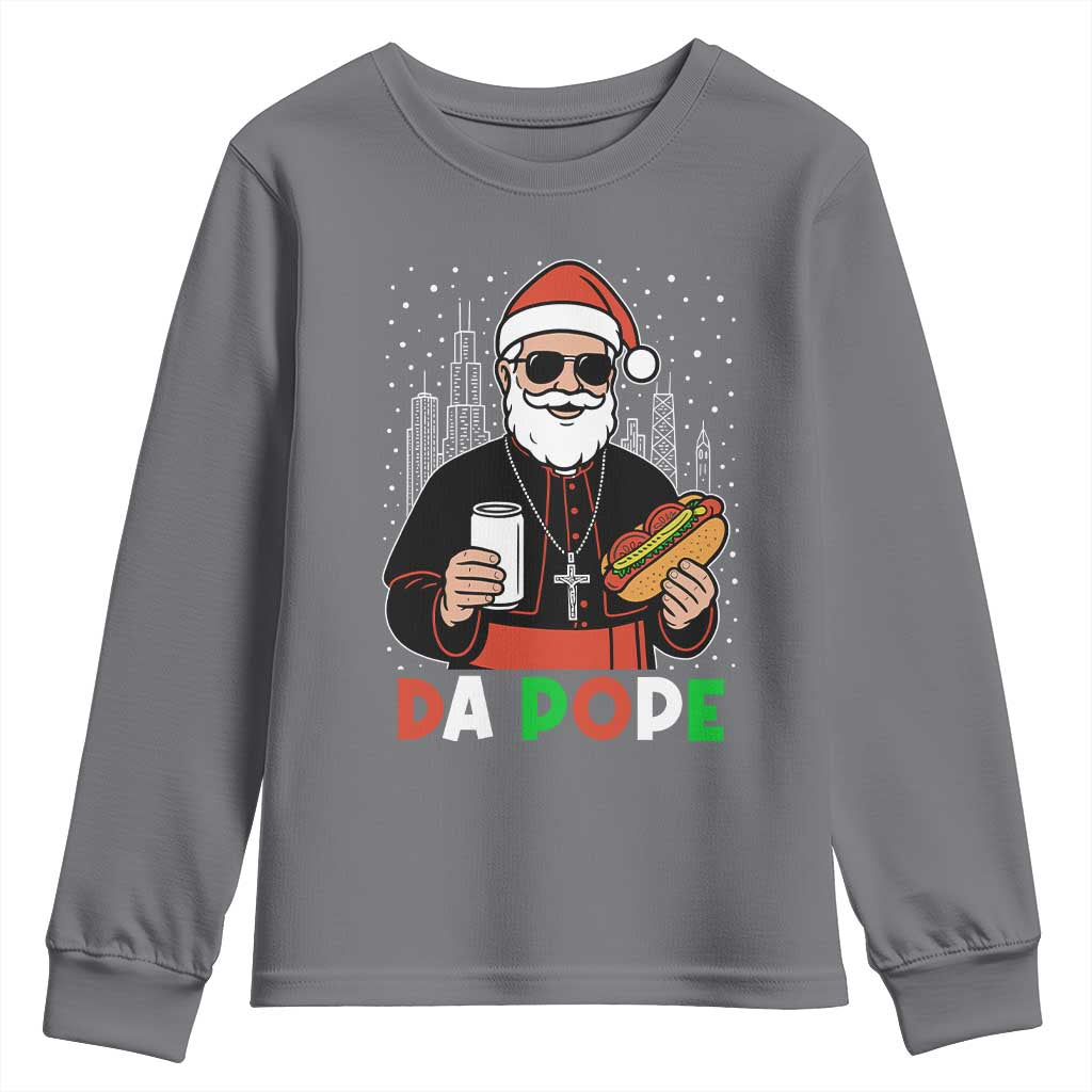Pope Leo XIV Christmas Youth Sweatshirt Cardinal Robert Prevost Santa Chicago - Wonder Print Shop