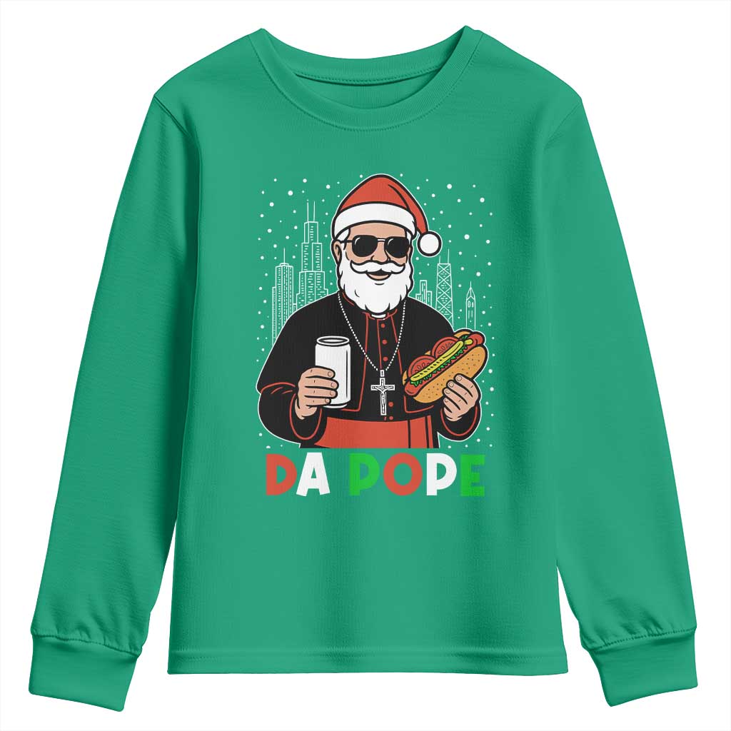 Pope Leo XIV Christmas Youth Sweatshirt Cardinal Robert Prevost Santa Chicago - Wonder Print Shop