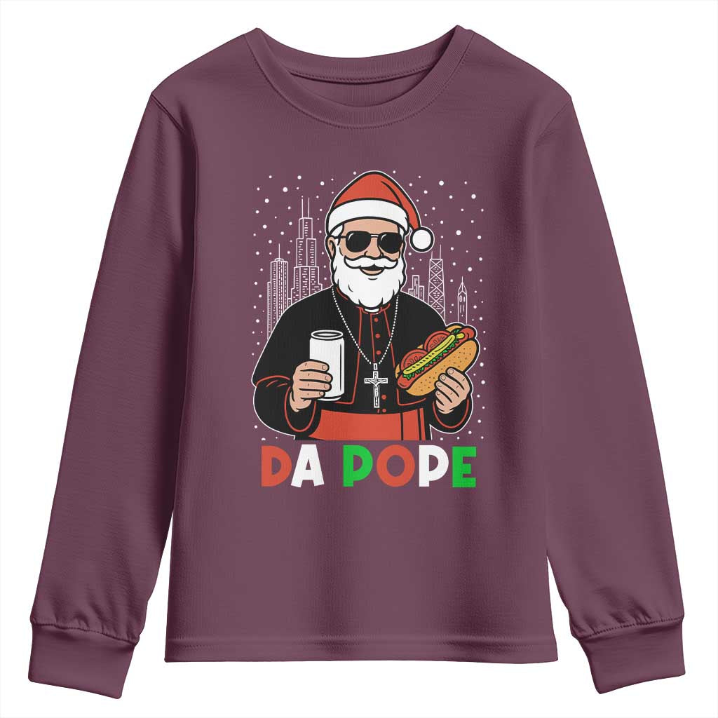 Pope Leo XIV Christmas Youth Sweatshirt Cardinal Robert Prevost Santa Chicago - Wonder Print Shop