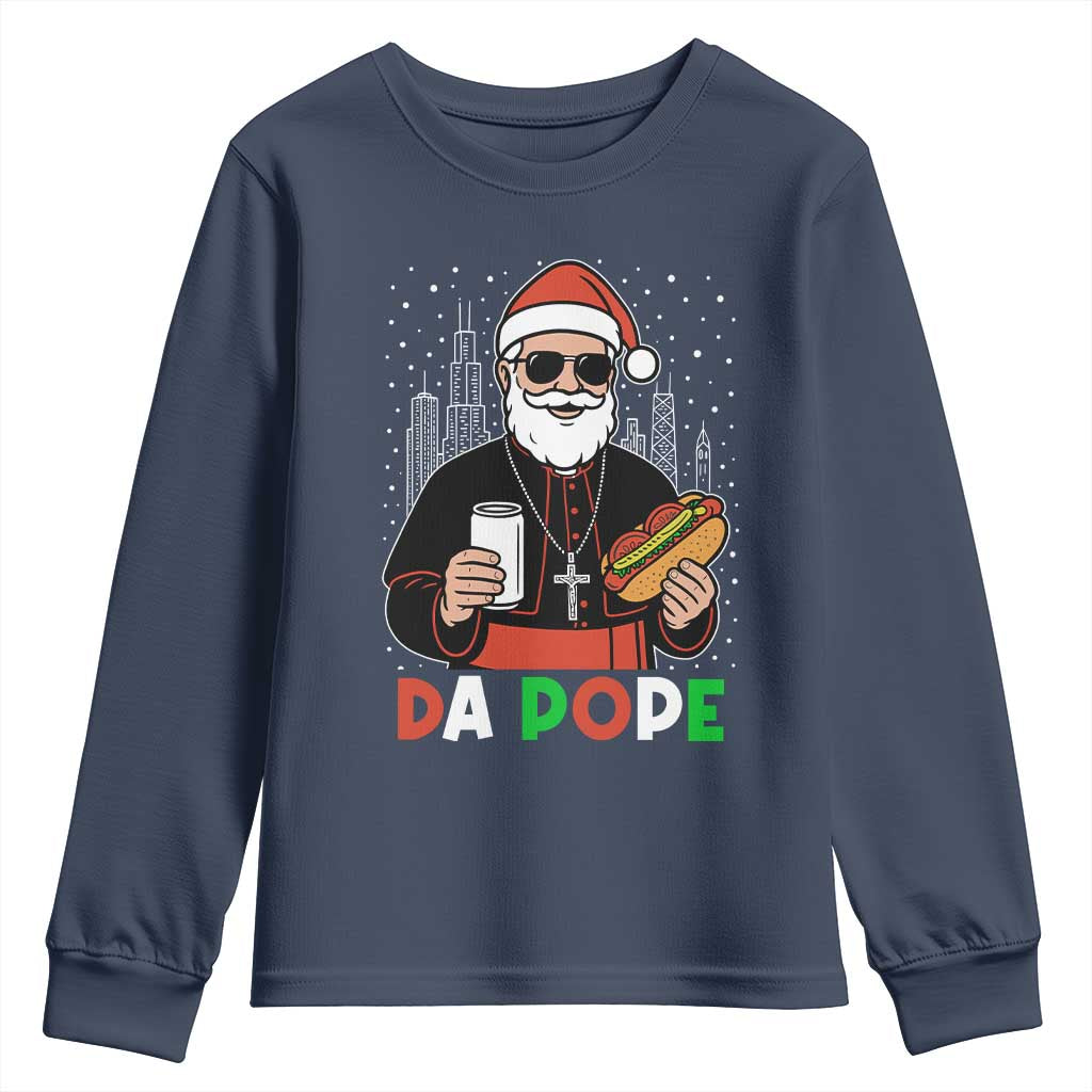 Pope Leo XIV Christmas Youth Sweatshirt Cardinal Robert Prevost Santa Chicago - Wonder Print Shop