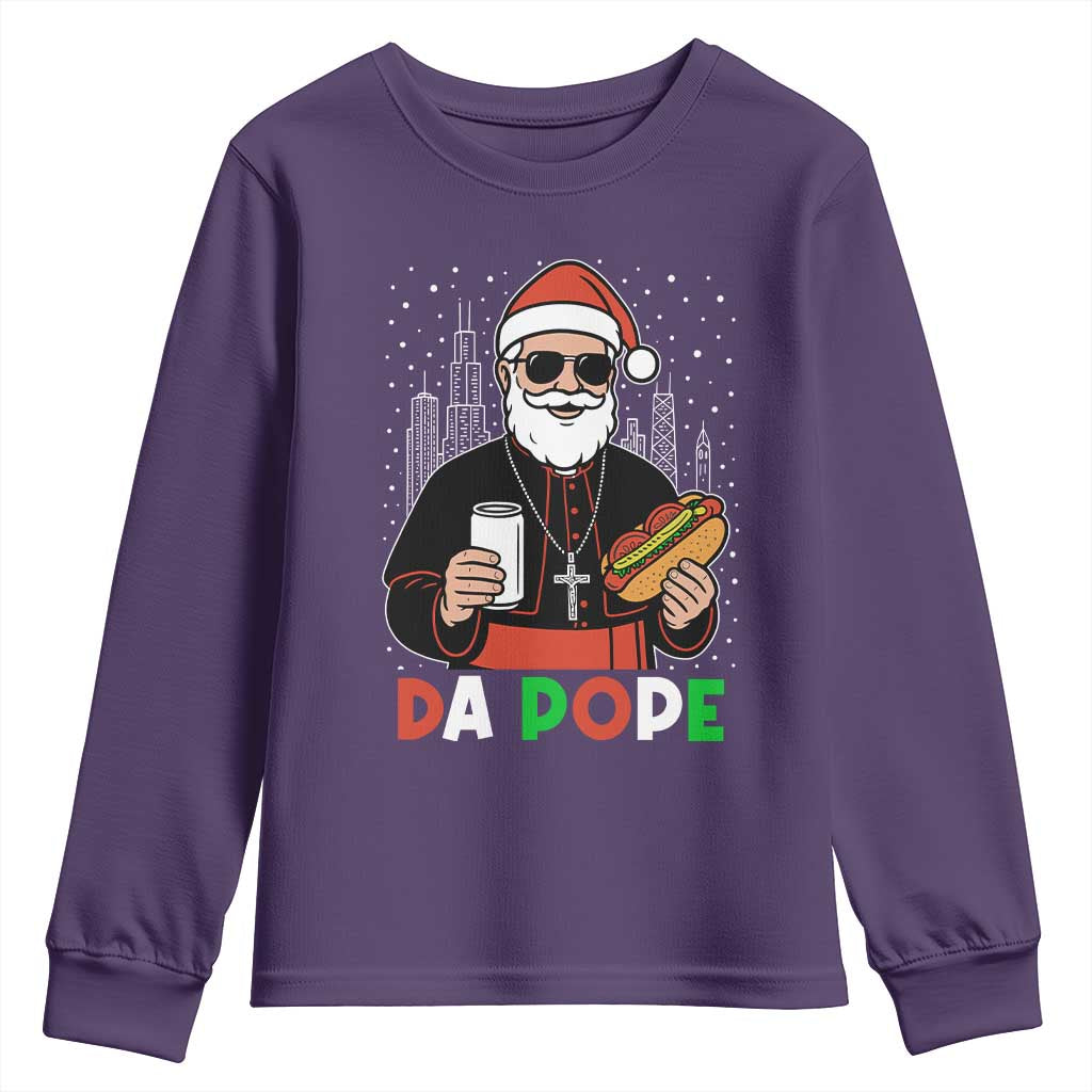 Pope Leo XIV Christmas Youth Sweatshirt Cardinal Robert Prevost Santa Chicago - Wonder Print Shop
