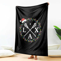Funny Christmas Lacrosse Lax Stick Santa Hat Throw Blanket - Wonder Print Shop