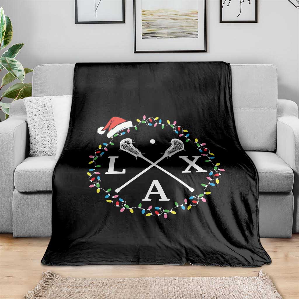 Funny Christmas Lacrosse Lax Stick Santa Hat Throw Blanket - Wonder Print Shop
