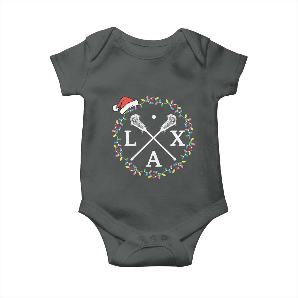 Funny Christmas Lacrosse Lax Stick Santa Hat Baby Onesie - Wonder Print Shop