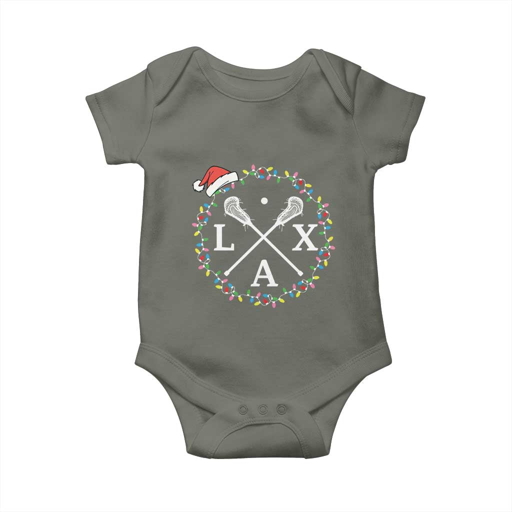 Funny Christmas Lacrosse Lax Stick Santa Hat Baby Onesie - Wonder Print Shop