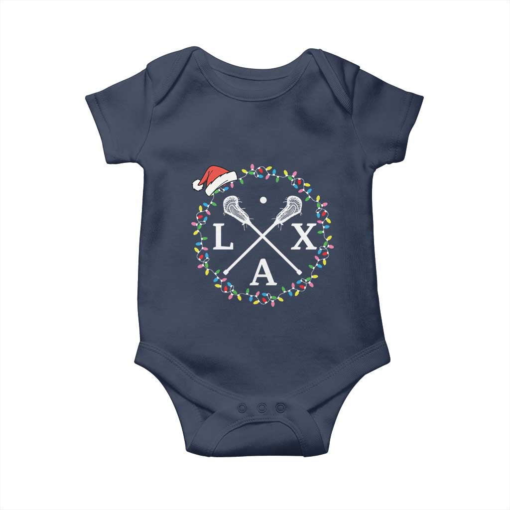 Funny Christmas Lacrosse Lax Stick Santa Hat Baby Onesie - Wonder Print Shop