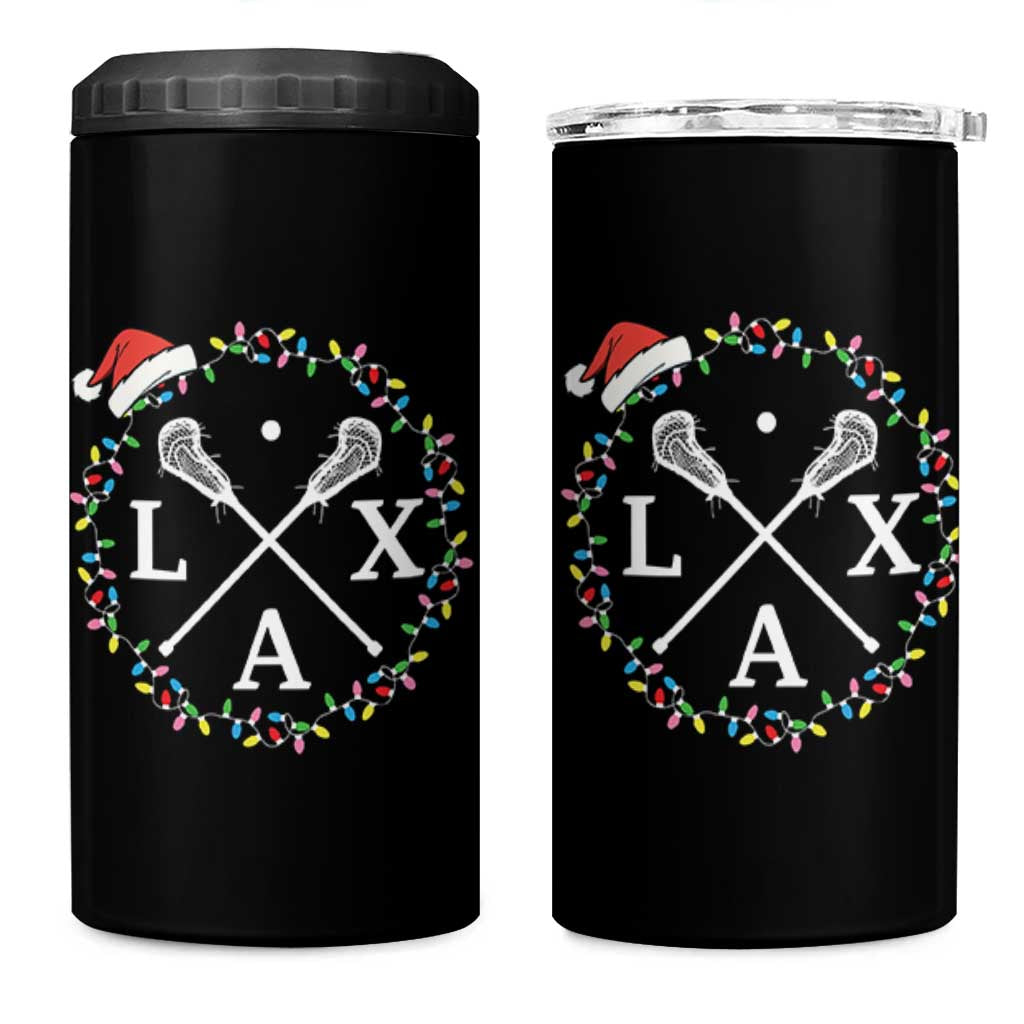 Funny Christmas Lacrosse Lax Stick Santa Hat 4 in 1 Can Cooler Tumbler - Wonder Print Shop