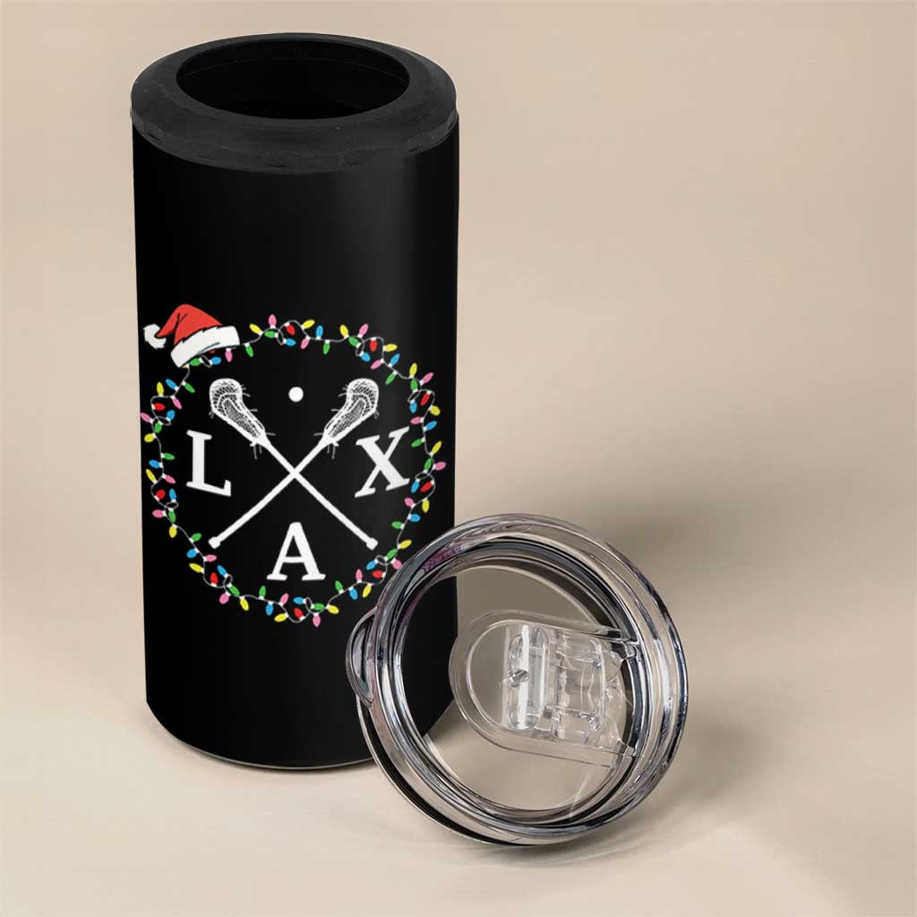 Funny Christmas Lacrosse Lax Stick Santa Hat 4 in 1 Can Cooler Tumbler - Wonder Print Shop