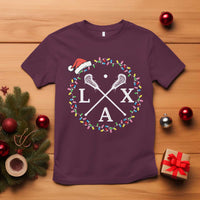 Funny Christmas Lacrosse Lax Stick Santa Hat T Shirt - Wonder Print Shop