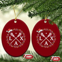 Funny Christmas Lacrosse Lax Stick Santa Hat Ceramic Ornament - Wonder Print Shop