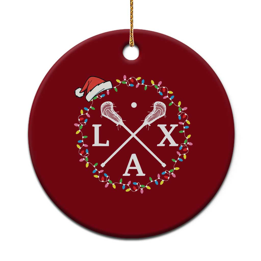 Funny Christmas Lacrosse Lax Stick Santa Hat Ceramic Ornament - Wonder Print Shop