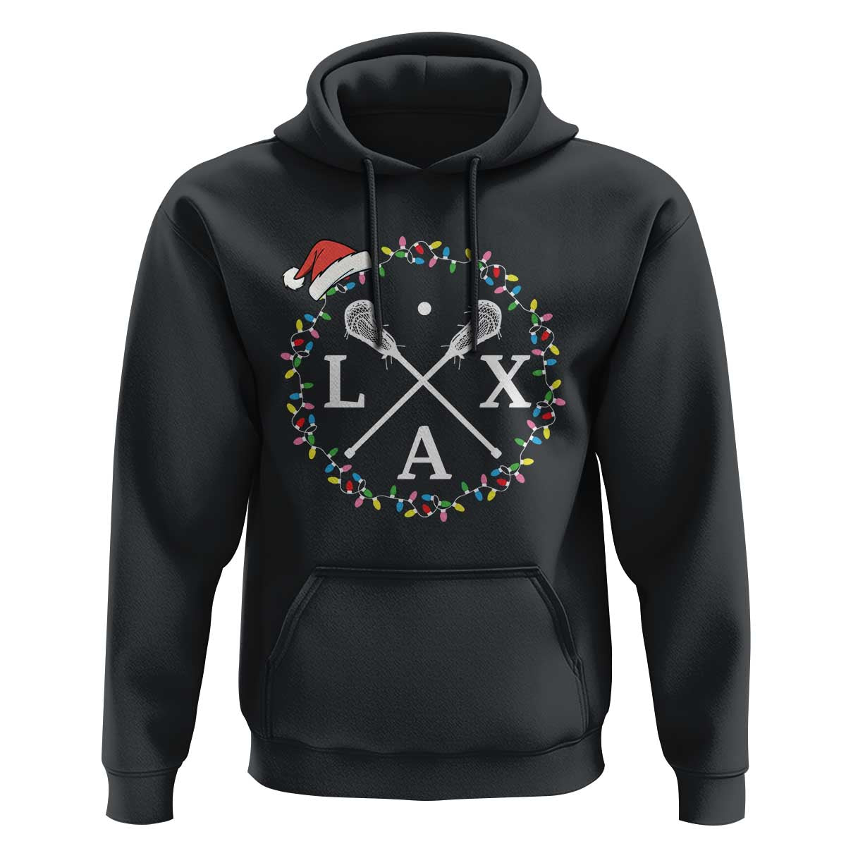 Funny Christmas Lacrosse Lax Stick Santa Hat Hoodie - Wonder Print Shop