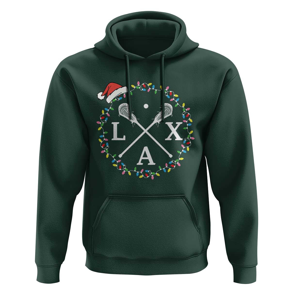Funny Christmas Lacrosse Lax Stick Santa Hat Hoodie - Wonder Print Shop