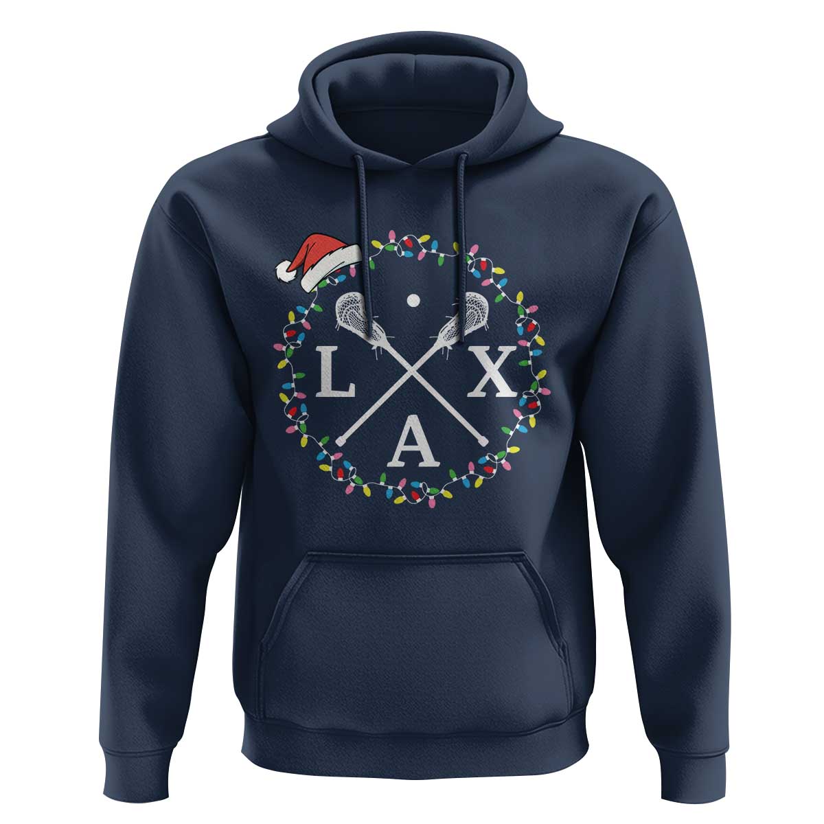 Funny Christmas Lacrosse Lax Stick Santa Hat Hoodie - Wonder Print Shop