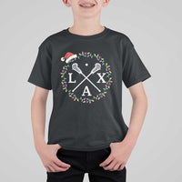 Funny Christmas Lacrosse Lax Stick Santa Hat T Shirt For Kid - Wonder Print Shop