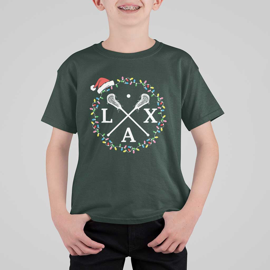 Funny Christmas Lacrosse Lax Stick Santa Hat T Shirt For Kid - Wonder Print Shop
