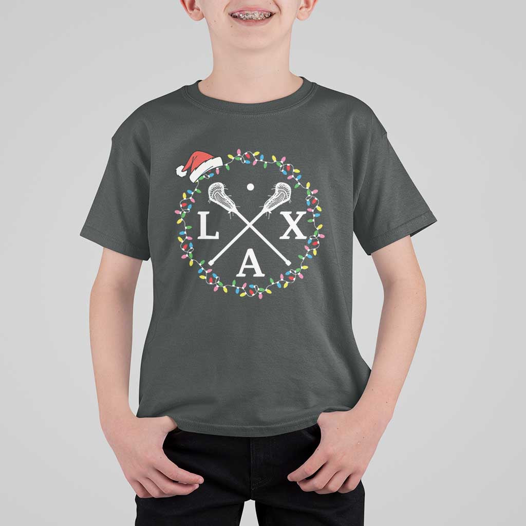 Funny Christmas Lacrosse Lax Stick Santa Hat T Shirt For Kid - Wonder Print Shop