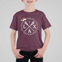 Funny Christmas Lacrosse Lax Stick Santa Hat T Shirt For Kid - Wonder Print Shop