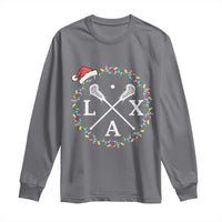Funny Christmas Lacrosse Lax Stick Santa Hat Long Sleeve Shirt - Wonder Print Shop