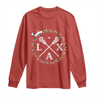 Funny Christmas Lacrosse Lax Stick Santa Hat Long Sleeve Shirt - Wonder Print Shop
