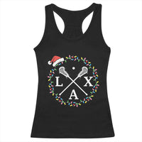 Funny Christmas Lacrosse Lax Stick Santa Hat Racerback Tank Top - Wonder Print Shop