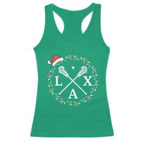 Funny Christmas Lacrosse Lax Stick Santa Hat Racerback Tank Top - Wonder Print Shop