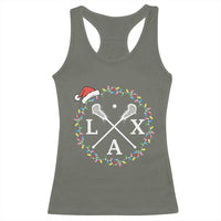 Funny Christmas Lacrosse Lax Stick Santa Hat Racerback Tank Top - Wonder Print Shop