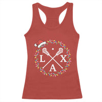 Funny Christmas Lacrosse Lax Stick Santa Hat Racerback Tank Top - Wonder Print Shop