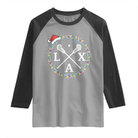 Funny Christmas Lacrosse Lax Stick Santa Hat Raglan Shirt - Wonder Print Shop