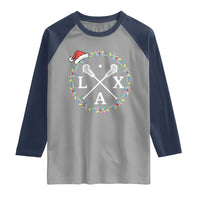 Funny Christmas Lacrosse Lax Stick Santa Hat Raglan Shirt - Wonder Print Shop