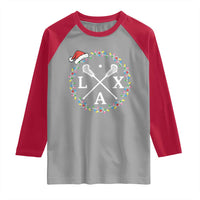 Funny Christmas Lacrosse Lax Stick Santa Hat Raglan Shirt - Wonder Print Shop