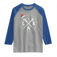 Funny Christmas Lacrosse Lax Stick Santa Hat Raglan Shirt - Wonder Print Shop