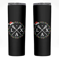 Funny Christmas Lacrosse Lax Stick Santa Hat Skinny Tumbler - Wonder Print Shop