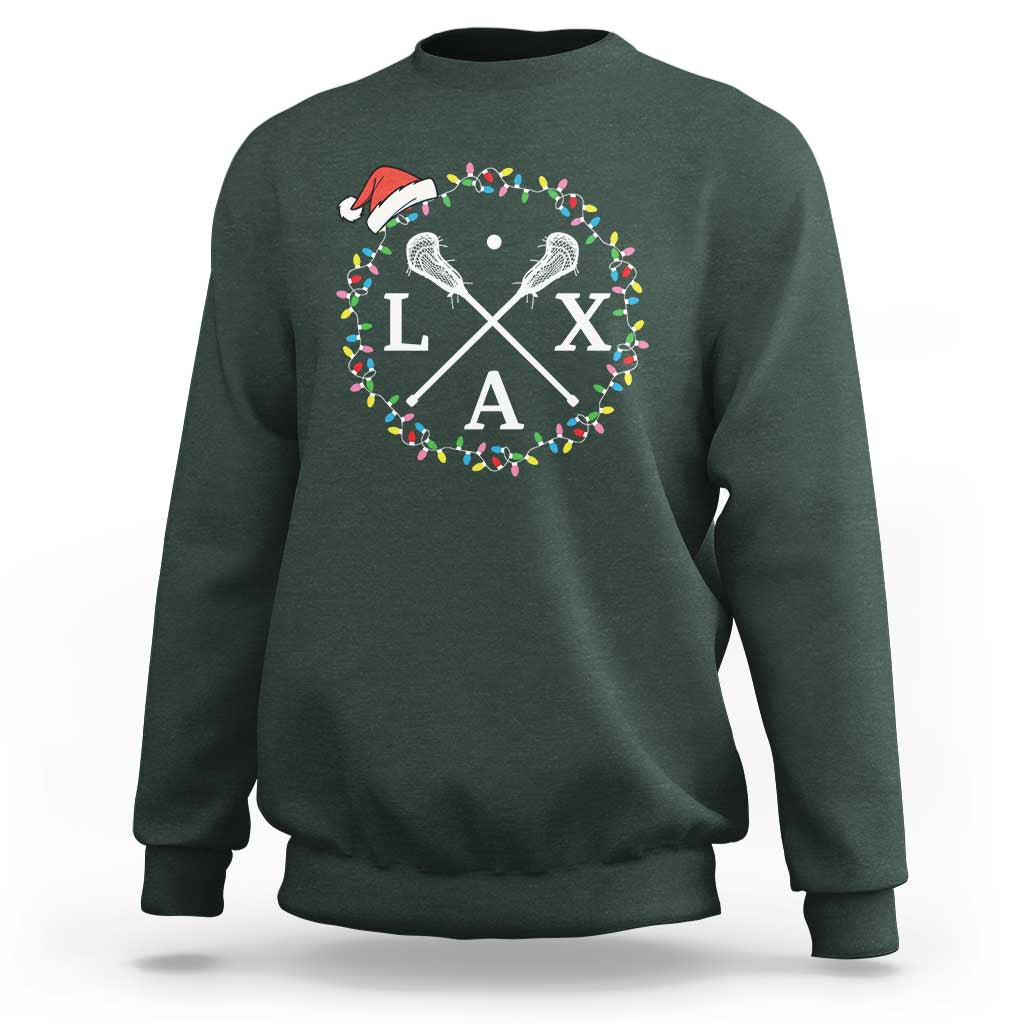 Funny Christmas Lacrosse Lax Stick Santa Hat Sweatshirt - Wonder Print Shop