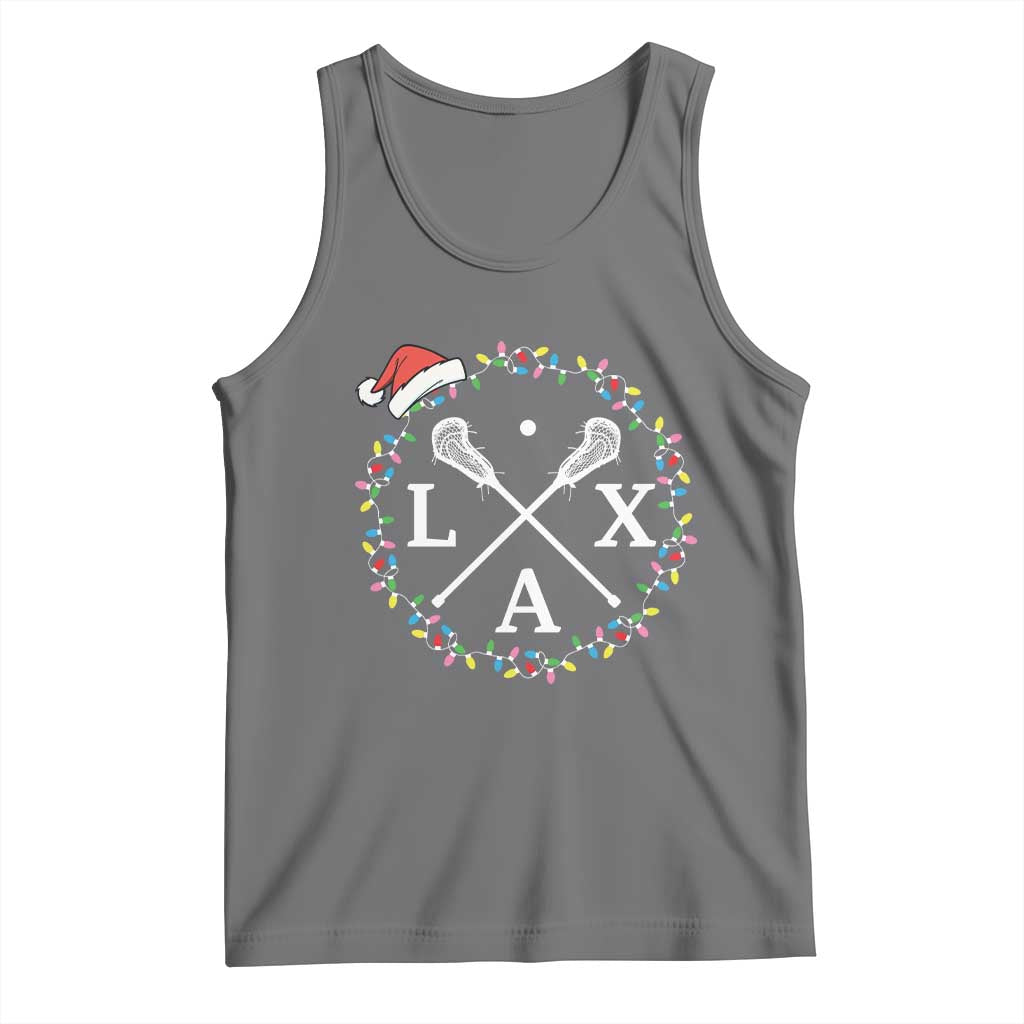 Funny Christmas Lacrosse Lax Stick Santa Hat Tank Top - Wonder Print Shop