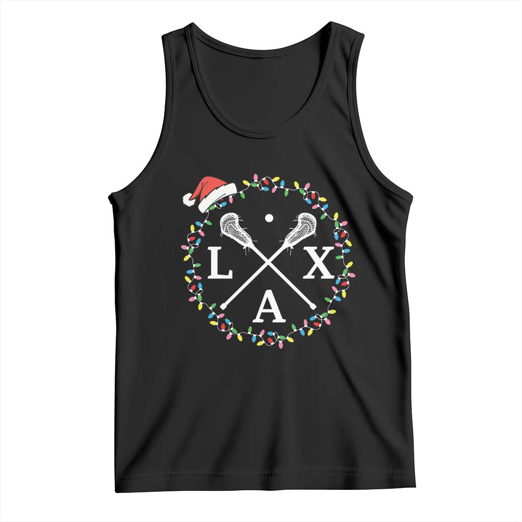 Funny Christmas Lacrosse Lax Stick Santa Hat Tank Top - Wonder Print Shop