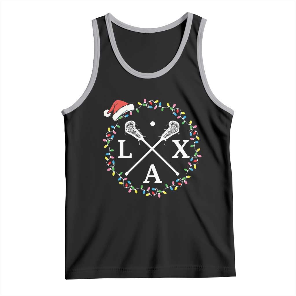 Funny Christmas Lacrosse Lax Stick Santa Hat Tank Top - Wonder Print Shop