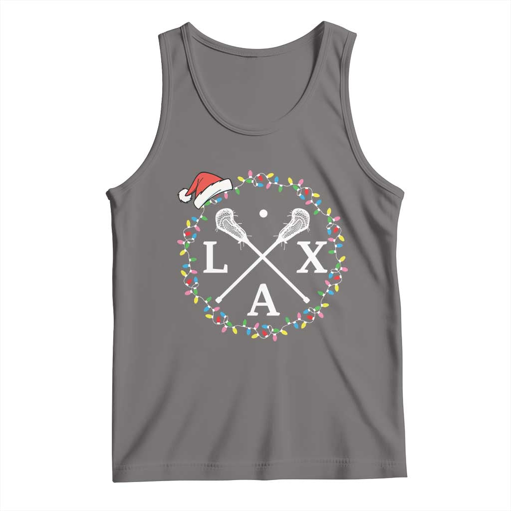 Funny Christmas Lacrosse Lax Stick Santa Hat Tank Top - Wonder Print Shop