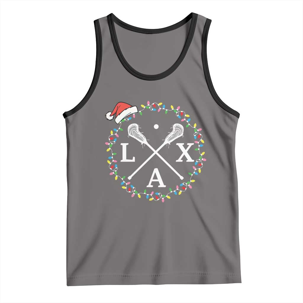 Funny Christmas Lacrosse Lax Stick Santa Hat Tank Top - Wonder Print Shop