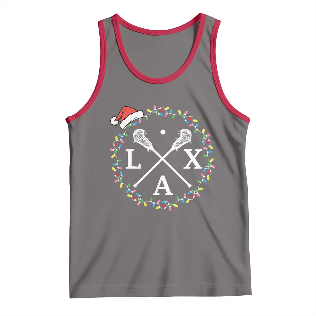 Funny Christmas Lacrosse Lax Stick Santa Hat Tank Top - Wonder Print Shop