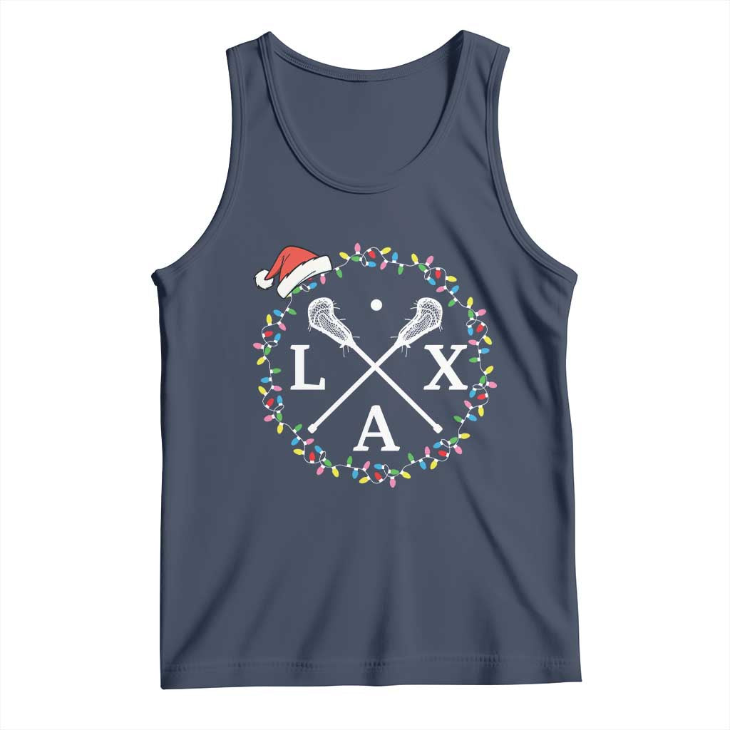 Funny Christmas Lacrosse Lax Stick Santa Hat Tank Top - Wonder Print Shop