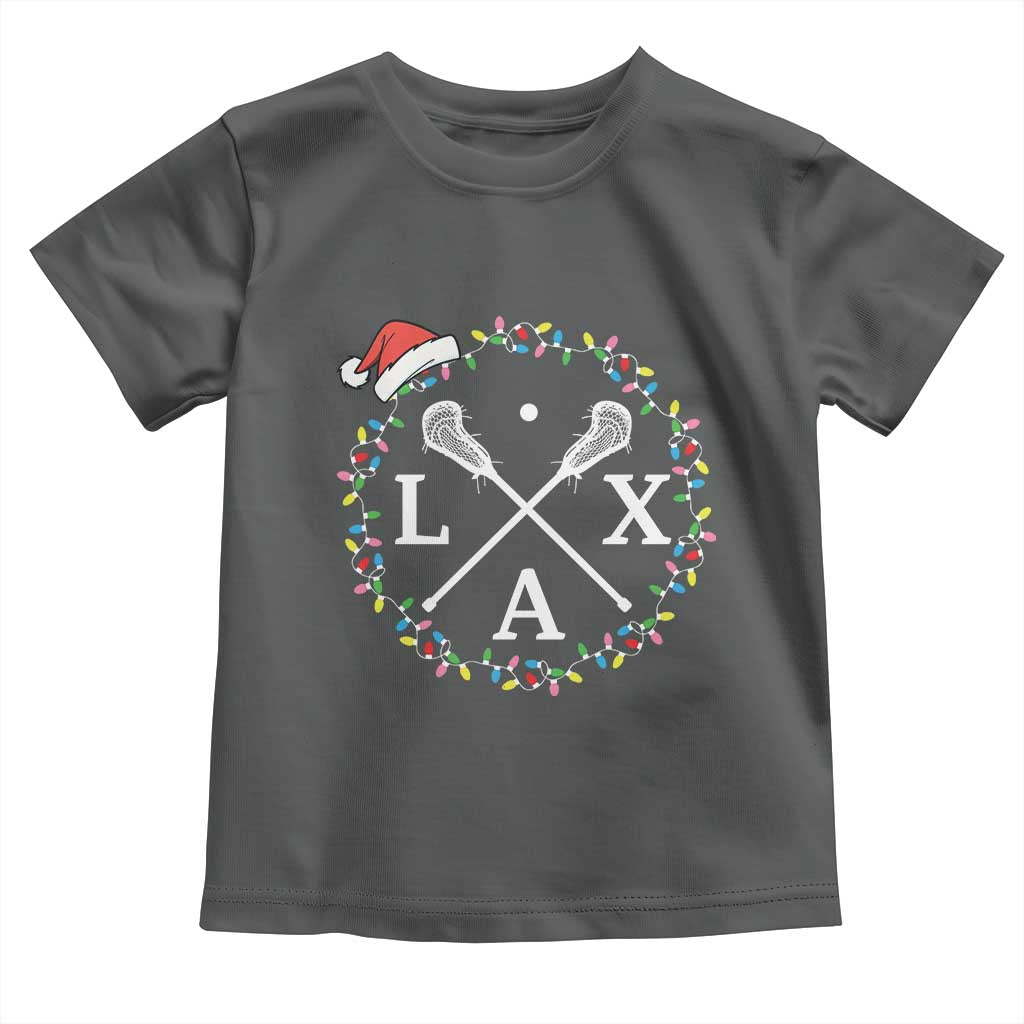Funny Christmas Lacrosse Lax Stick Santa Hat Toddler T Shirt - Wonder Print Shop