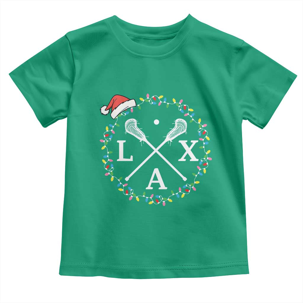 Funny Christmas Lacrosse Lax Stick Santa Hat Toddler T Shirt - Wonder Print Shop